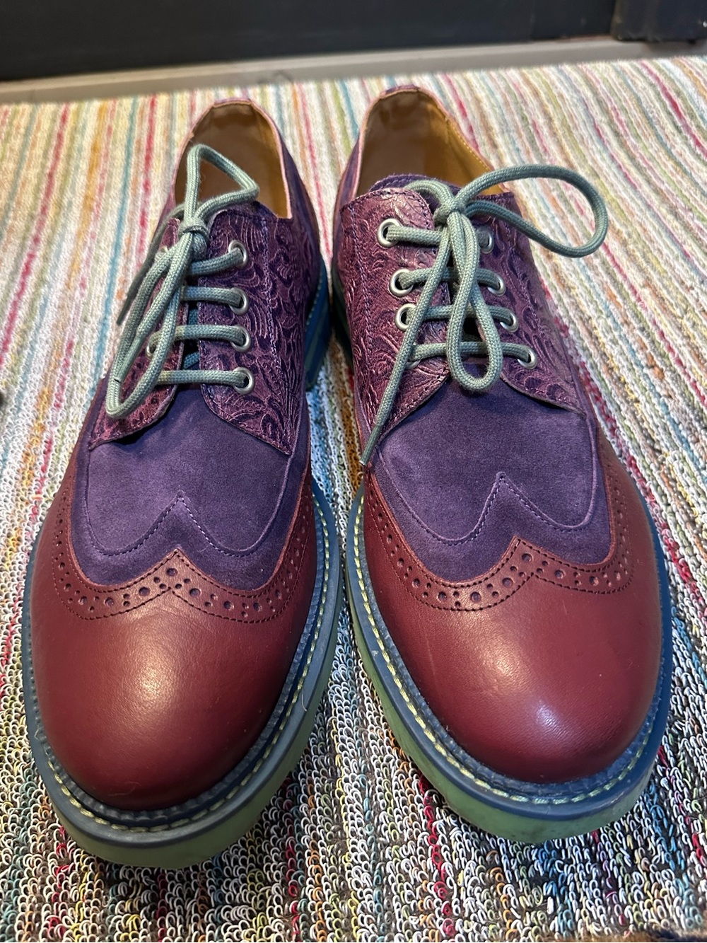Fluevog NEARLY NEW Guardian Angel Nathaniel purple double wingtip derby- 11.5 - Picture 5 of 16